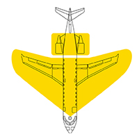 top view of cartoon image of airplane